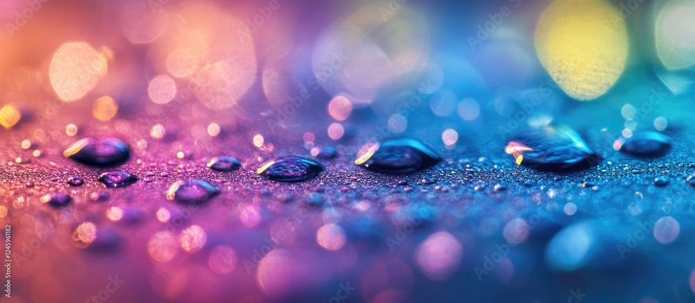 Aufkleber vibrant macro photograph of multicolored water droplets on a vivid background showcasing beauty and 