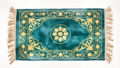 Elegant watercolor prayer rug with gold detailing, spiritual aesthetics