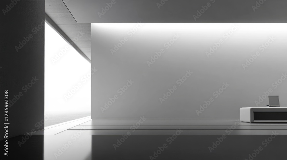 Poster modern minimalist home office design featuring spacious empty walls and sleek furniture ideal for te