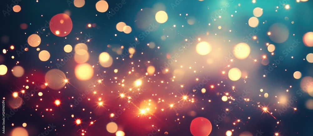 Aufkleber Vibrant abstract bokeh texture with sparkling lights in warm hues creating an enchanting festive atmosphere for creative backgrounds.