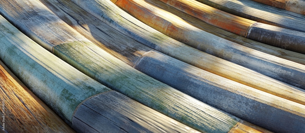 Aufkleber Bamboo slats in vibrant colors showcasing rich textures and patterns in a harmonious natural arrangement
