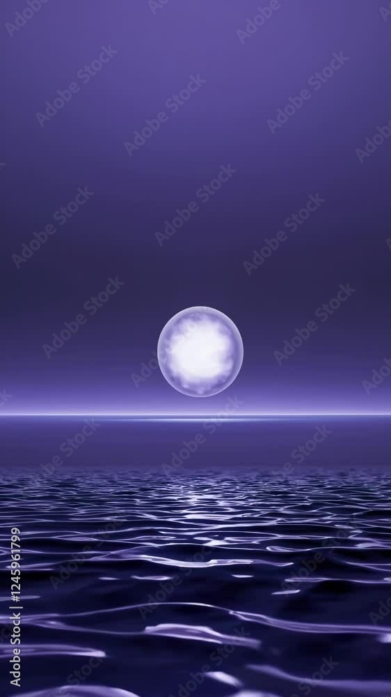 Aufkleber a glowing orb floating above a futuristic landscape with flowing waves.