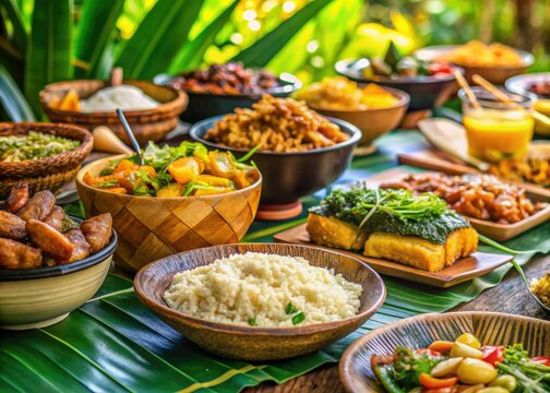 Savor a vintage Filipino feast! Laing and succulent pork belly await at our al fresco buffet for 25.