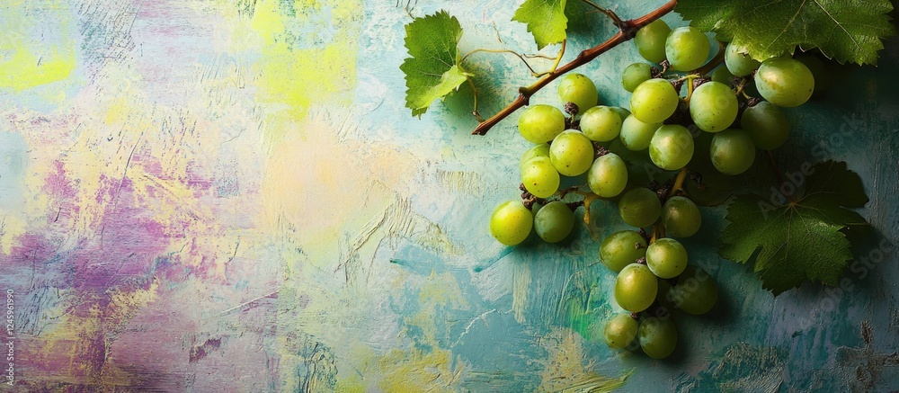 Aufkleber green wild grape branches with colorful background abstract art composition for fresh and vibrant fo