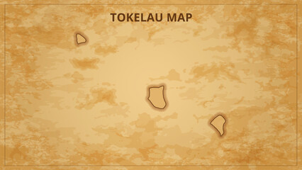 A Vintage Map Depicting the Borders of the Tokelau. Tokelau map with federal states in A vintage map based background, Political Tokelau Map