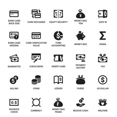 Finance Category Outline Pictogram Icons Set