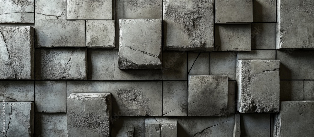 Leinwandbilder textured concrete wall with varied cement block layout showcasing unique designs and surfaces for in