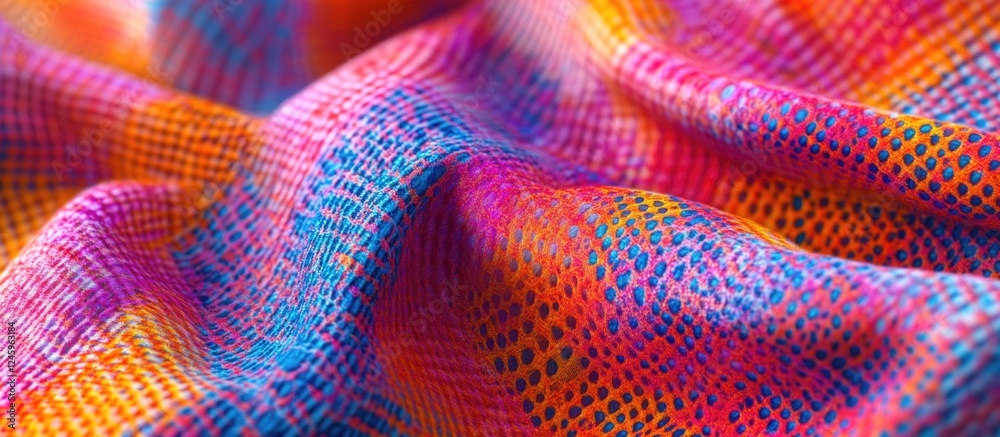 Aufkleber Colorful textured polyester fabric background with vibrant hues and intricate patterns suitable for design and textile applications