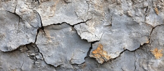 Cracked concrete texture background with weathered appearance for use in design and architectural projects.