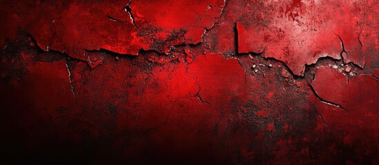 Cracked red wall grunge texture background for design and artistic projects