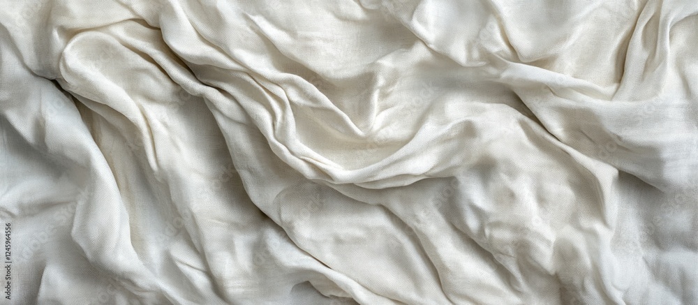 Poster crumpled white fabric texture for elegant design backgrounds and creative projects