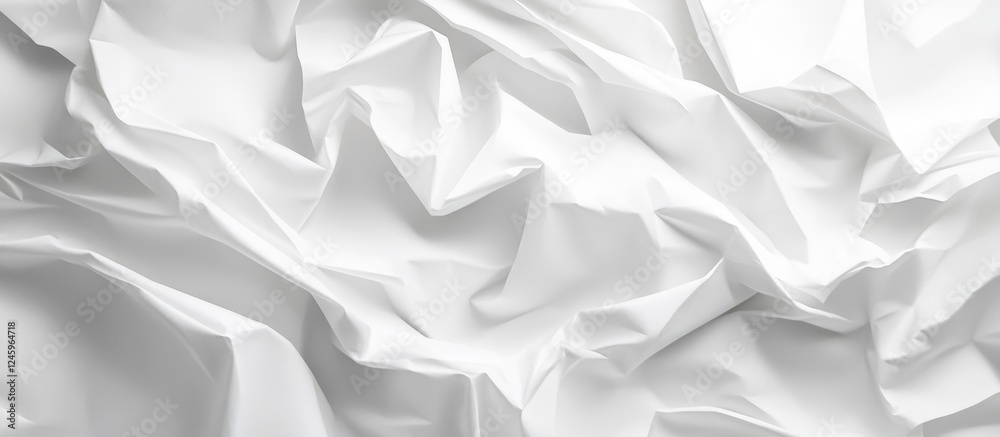 Poster Crumpled white paper texture for backgrounds and design projects offering a clean, minimalist aesthetic. Ideal for presentations and creative work.