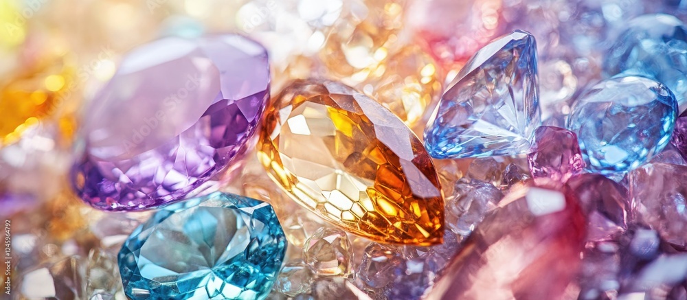 Poster colorful gemstones creating a vibrant and stunning natural background showcasing their various shape