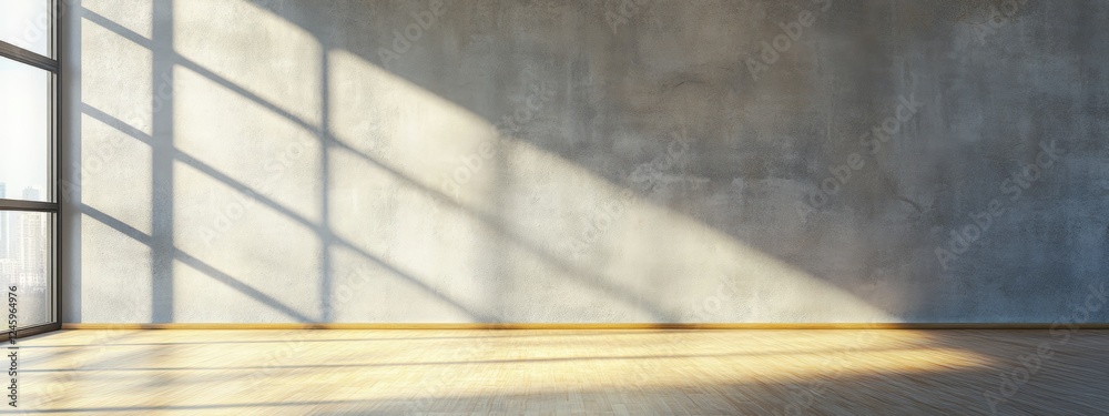 Poster drywall texture background with subtle shadows and empty space for text in modern interior setting