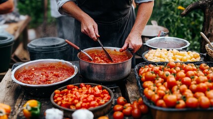 Obraz premium Fresh Tomato Sauce Preparation