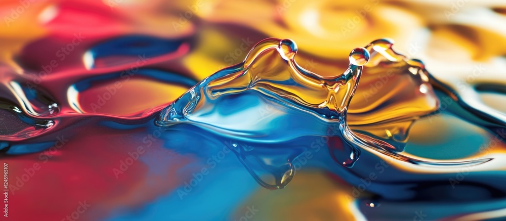 Aufkleber vibrant abstract composition of colorful oil droplets on a reflective surface showcasing artistic bl