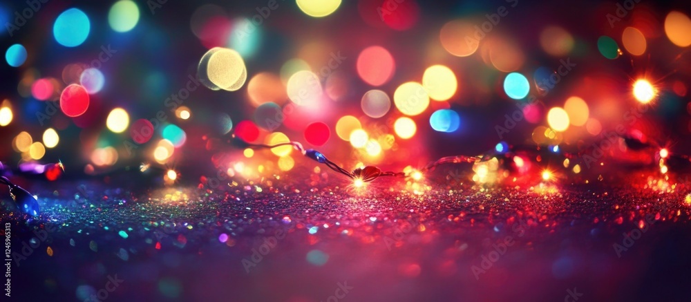Aufkleber colorful bokeh lights on dark background for graphic design and creative projects