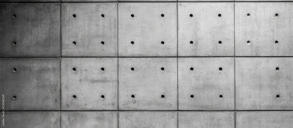 Poster concrete wall texture background with rough and grunge surface featuring evenly spaced holes in a mo