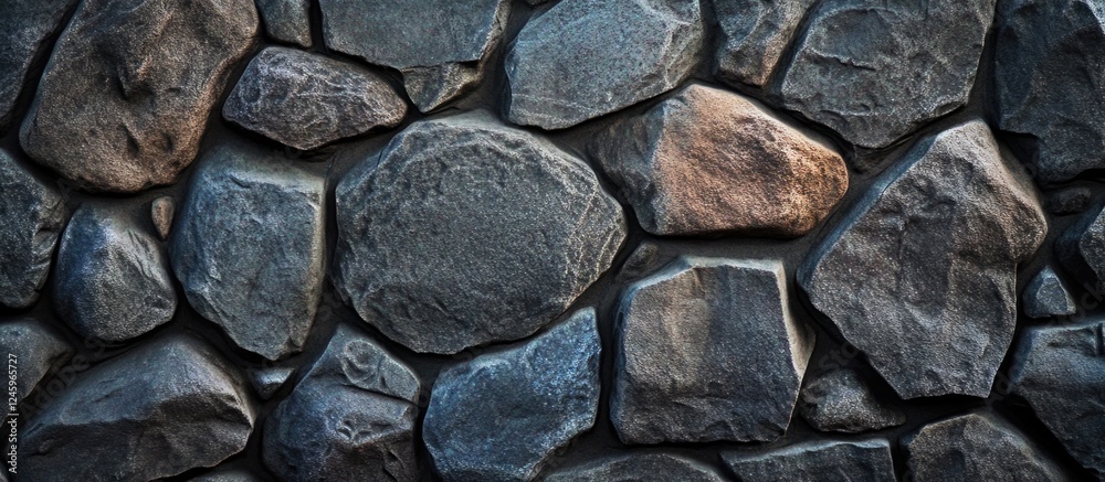 Poster dark grey textured stone wall background ideal for design projects with ample empty space for text o