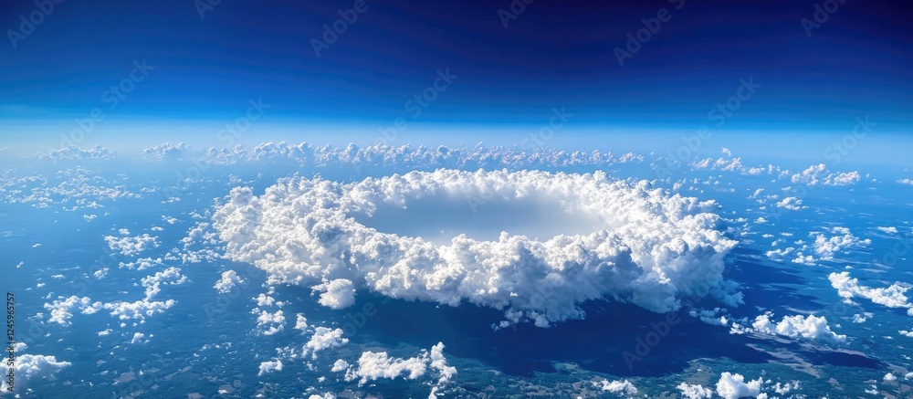 Aufkleber cumulonimbus calvus clouds forming a striking circular pattern in the blue skies of north carolina c