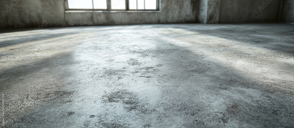 Poster concrete floor with rough texture and cement wall backdrop in an empty industrial building space sho
