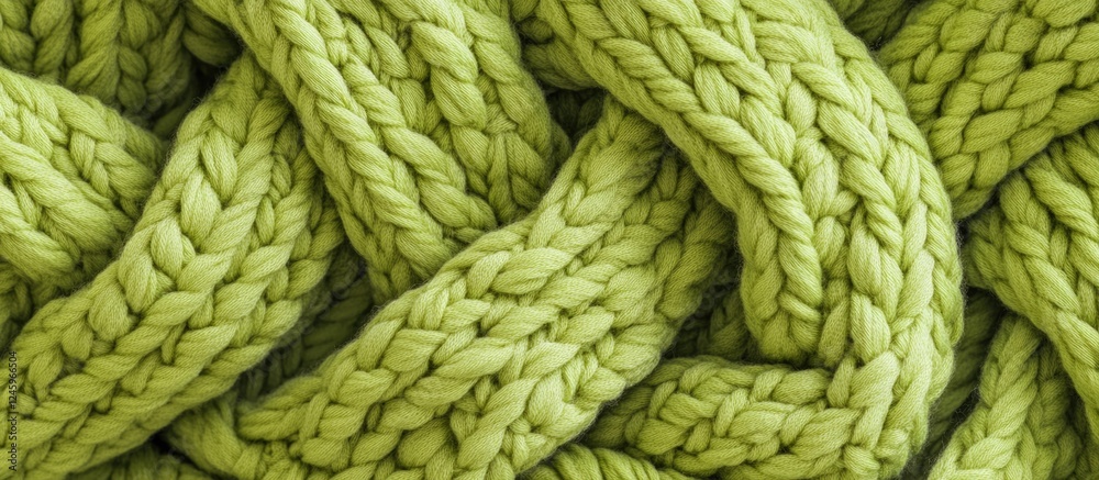 Aufkleber Green knitted fabric texture showcasing intricate weaving patterns on a light background suitable for textile design and fashion projects.