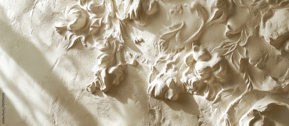 Poster intricate patterns and textures of decorative plaster showcasing craftsmanship and elegance in inter