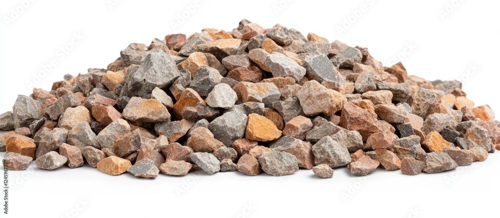 Aufkleber crushed stone rubble heap isolated on white background showcasing natural decorative texture for des