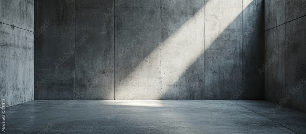 Poster minimalist concrete background texture with natural light casting shadows, ideal for industrial desi