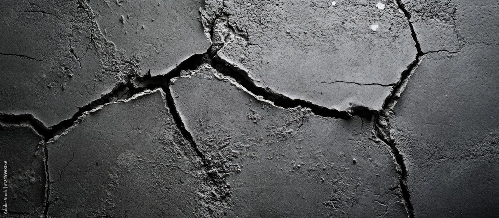Poster cracked gray concrete wall texture with weathered appearance ideal for backgrounds or architectural 