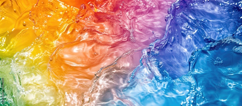 Aufkleber Vibrant Colorful Water Splash Abstract Art Creating a Dynamic Flow of Colorful Liquid in Vivid Hues Perfect for Backgrounds and Designs