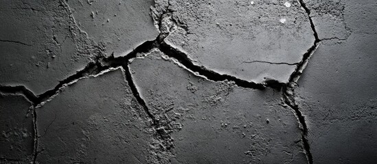 Cracked gray concrete wall texture with weathered appearance ideal for backgrounds or architectural design projects.