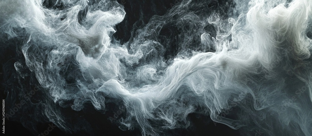 Poster ethereal white smoke swirling gracefully against a dark background creating a captivating and myster