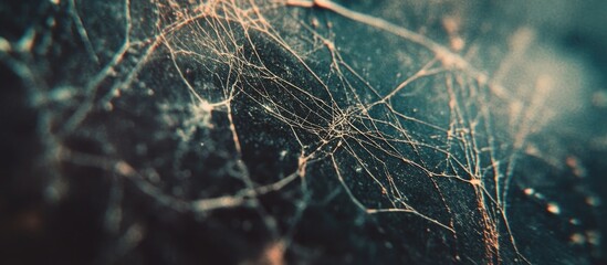 Grunge textured background with dusty scratches and intricate web-like patterns reminiscent of aged film photography.