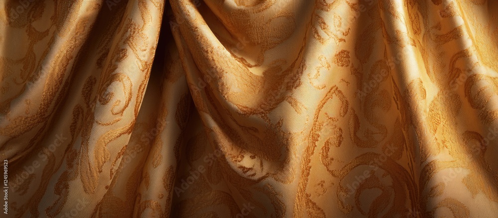 Poster elegant golden curtain texture with intricate patterns ideal for luxurious backgrounds in interior d