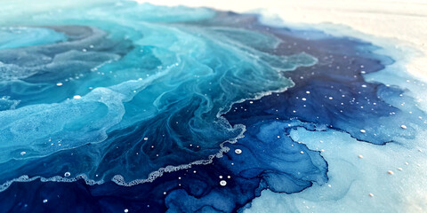 Sky and navy blue alcohol ink texture