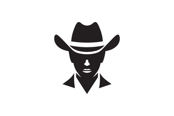 western cowboy vector silhouette isolated in white background