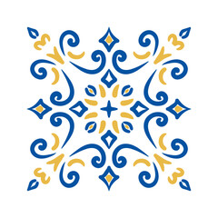 Hand drawn symmetrical pattern for tile design vector illustration