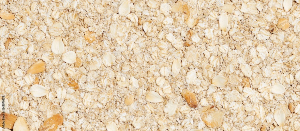 Poster crushed wheat groats granular texture background for culinary and food-related design projects