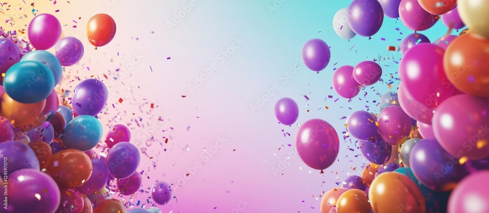 Aufkleber vibrant disco party balloons with colorful background and space for text at celebration event