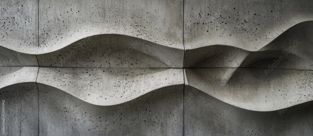 Fototapete Textured concrete wall with flowing gray patterns creating a modern and artistic architectural element for design backgrounds.
