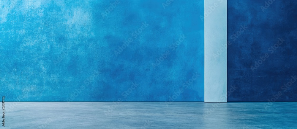 Leinwandbilder bright abstract studio wall design featuring vibrant shades of light and dark blue with ample empty 