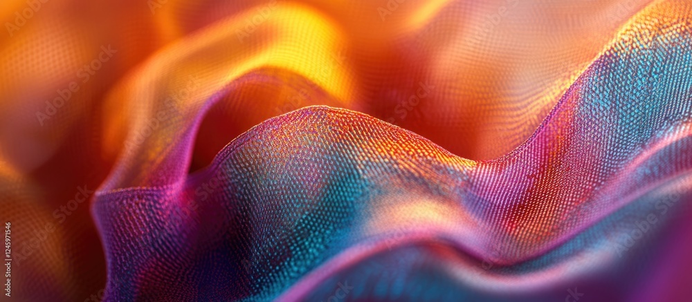 Poster vibrant close-up of flowing curtain fabric showcasing rich colors and intricate textures in a stunni