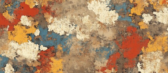 Fototapeta premium Abstract grunge wall pattern featuring vibrant graffiti colors with rust textures and seamless design for backgrounds or textile use