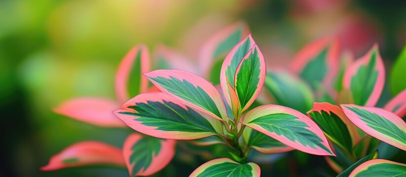 Vibrant Pedilanthus Tithymaloides Leaves with Soft Natural Background for Copy Space and Selective Focus in Botanical Setting