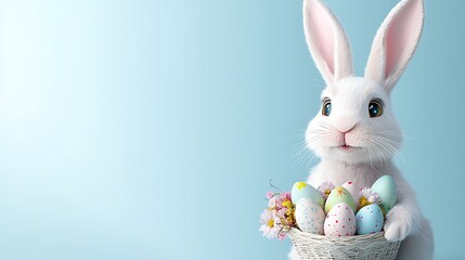 Easter day celebration with pastel tone easter eggs bunny and spring vibes
