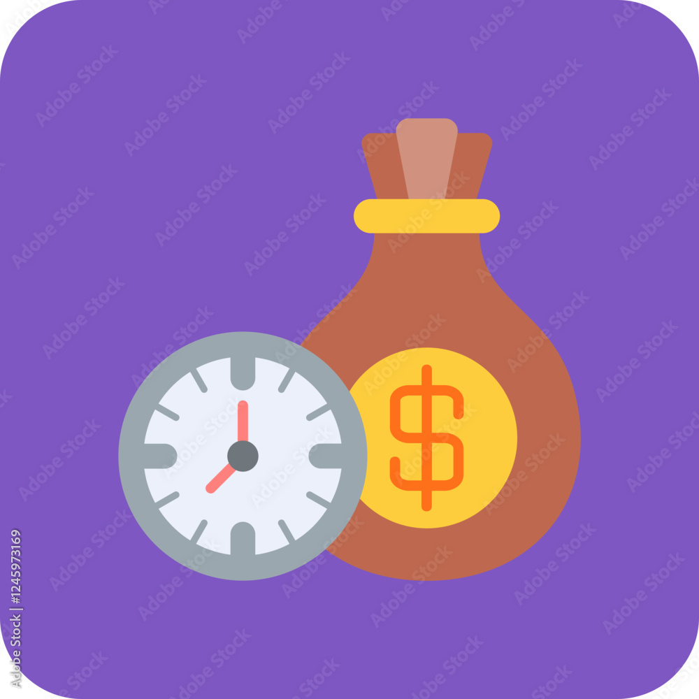 Sticker Time Is Money Icon