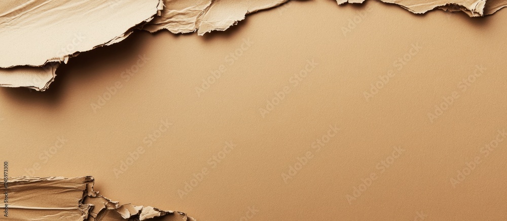 Poster textured clay background with torn cardboard edges creating a minimalist design space ideal for bran