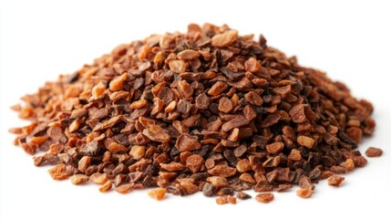 Brown Granular Texture of Ground Seeds on a White Background