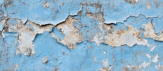 Obraz premium Aged blue grunge plaster wall texture with peeling paint and rustic charm for artistic backgrounds and design projects
